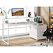 White Computer Desk with File Cabinet & Monitor Stand