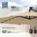 10Ft Solar LED Patio Umbrella with Base Included, Offset Umbrella with Weighted Sandbag Base, Cantilever Patio Umbrellas for Backyard, Garden & Deck, 32 LED Lights & Polyester Shade, Tan