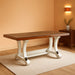 Valebeck Farmhouse Rectangular Extension Dining Table, Fits up to 8, White & Brown