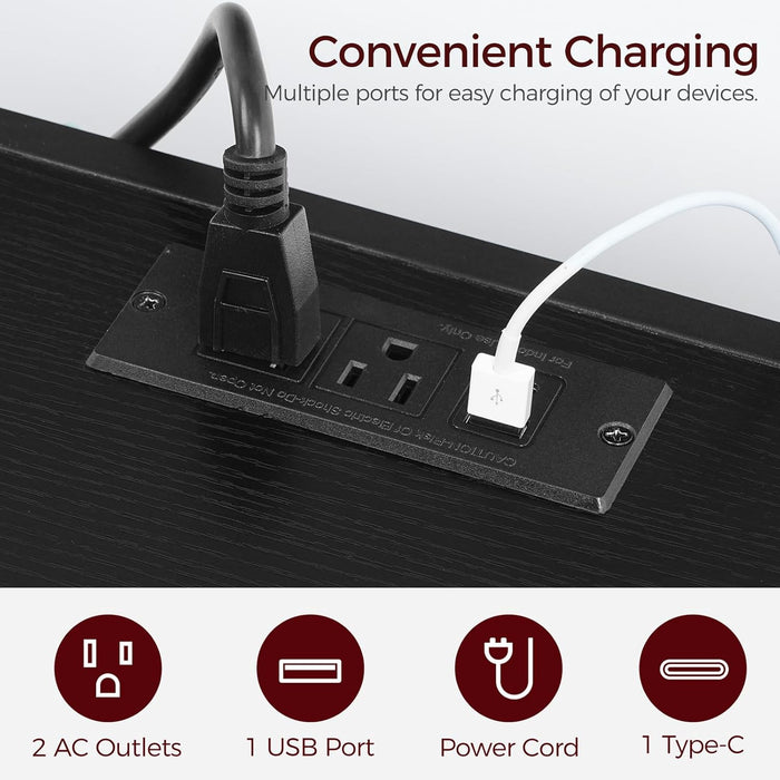 Floating TV Stand with Power Outlet, Wall-Mounted TV Shelf with X-Shaped Frame, Floating Entertainment Center with Storage, for Living Room, Bedroom, Black TVBK301E01