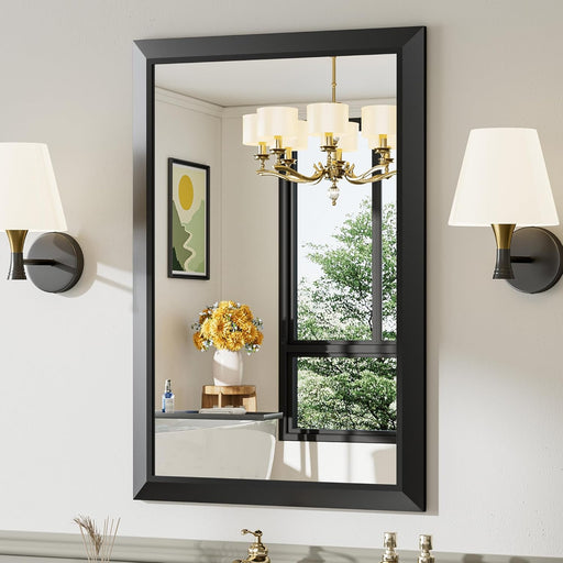 Elegant GlossBlack Bathroom Mirror 24x36 Inches Wide