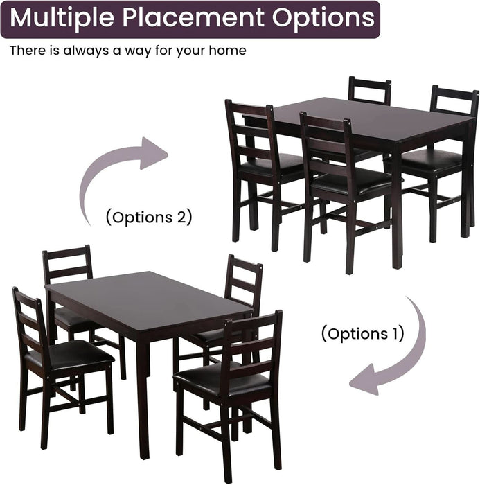 Kitchen Table Set 5 Piece Dining Table Set Sturdy Wooden Square Table and Chair Breakfast Table Set for 4 Person, Small Dining Room Table Set for Restaurant Home Kitchen Living Room, Brown