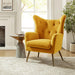 Velvet Mustard Wingback Accent Armchair With Tufting
