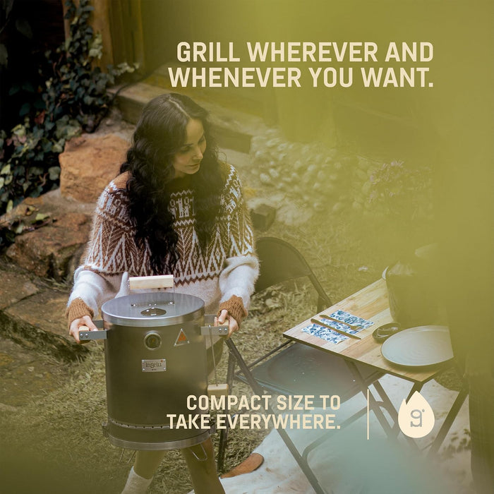 Mini Charcoal Grill Smoker Portable BBQ 6 LBS Stainless Steel Barrel for Camping, Small Outdoor Cooking with Thermometer