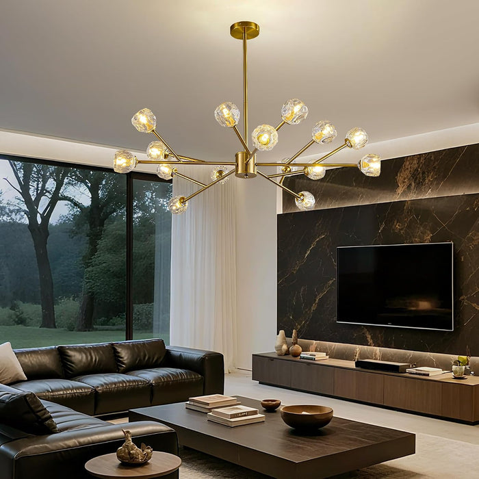 39”Gold Chandeliers for Dining Room 15-Light Sputnik Chandelier