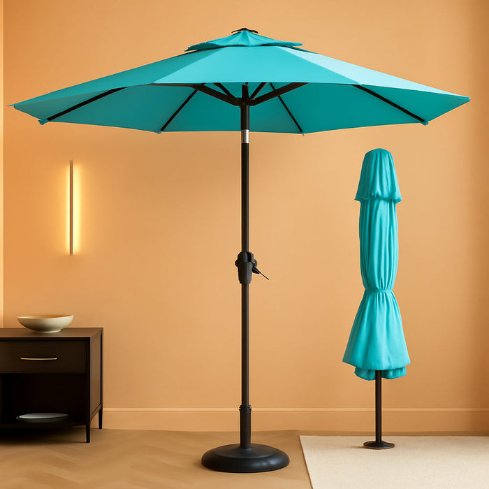 10FT Patio Umbrella, Outdoor Umbrella with Push Button Tilt and Crank, 8 Sturdy Ribs, UV Protection & Waterproof Market Umbrella for Pool, Backyard, Beach,Deck