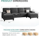 Black U-Shaped Sectional Sofa with Chaises