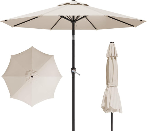 10FT Patio Umbrella, Outdoor Umbrella with Push Button Tilt and Crank, 8 Sturdy Ribs, UV Protection & Waterproof Market Umbrella for Pool, Backyard, Beach,Deck
