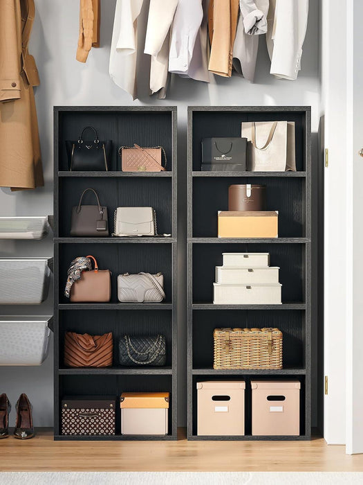 5-Tier Open Bookshelf and Bookcase, Floor Standing Display Storage Shelves for Living Room, Tall Book Shelf for Bedroom, Home Office, Dining Room, Black