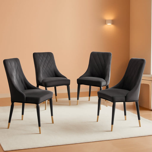 Upholstered Velvet Dining Chair Set of 4, Smoky Gray Armless Side Chair with Metal Legs for Home Kitchen