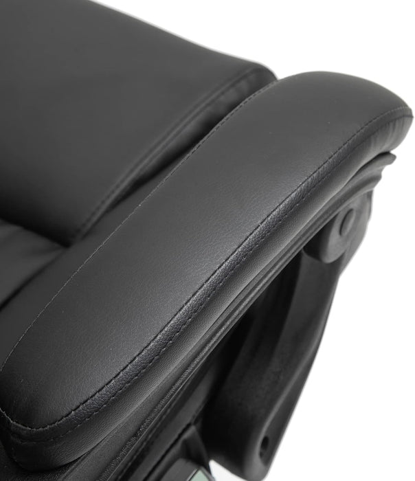 High Back Massage Office Chair with 6 Vibration Points, PU Leather Reclining Computer Chair, Ergonomic Desk Chair with Footrest Adjustable Height and Remote, Black