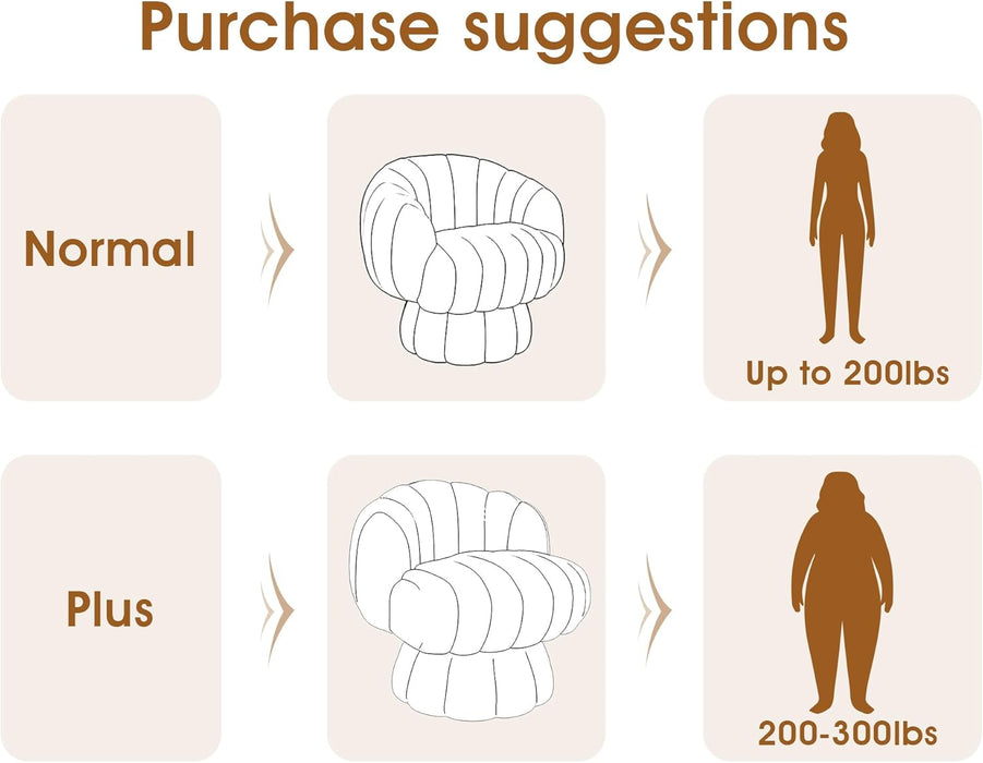 Mid Century Modern 360 Degree Barrel Swivel Accent Sofa Chair,Fluffy Velvet Fabric Lounge Wide Upholstered Pumpkin Reading Chair, round Cloud Armchair for Living Room,Bedroom,Vanity(Burnt Orange)