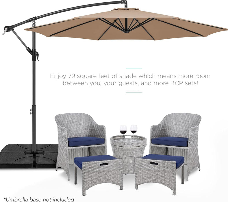 10Ft Offset Hanging Market Patio Umbrella W/Easy Tilt Adjustment, Polyester Shade, 8 Ribs for Backyard, Poolside, Lawn and Garden