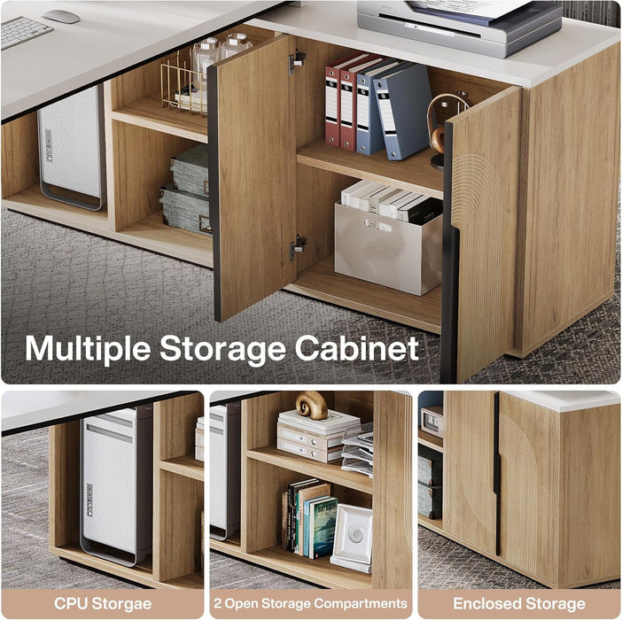 Premium White Engineered Wood Corner Desk 74.8Inches