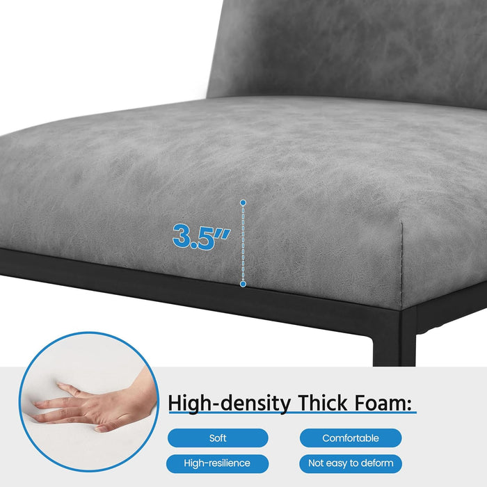 Counter Height Bar Stools 24'' Bar Stools Set of 2 Leather Bar Chairs Modern Upholstered Barstools with Back for Kitchen Counter Gray