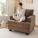 Oversized Brown Armchair With Armrest Organizer Cushion