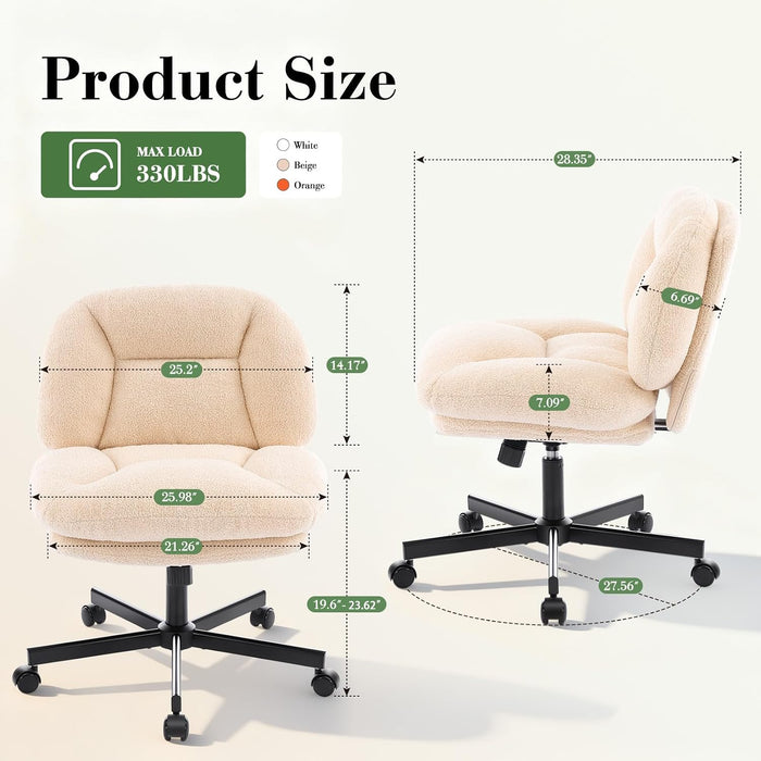 Criss Cross Chair, Cross Legged Office Chair with Wheels, Beige