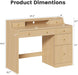 Office Desk with Drawers, 47" Wide Small Desk with File Drawer, Study Table Wood Writing Desk with Long Monitor Stand for Bedroom,Home Office