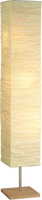 3-Light Floor Lamp, Natural Wood & Beige, Adjustable, 58”