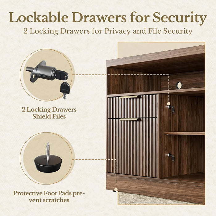 ThirtyTwoInch Walnut Lateral File Cabinet Lockable Assembly