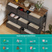 43.3" Wide Fabric Dresser for Bedroom, Chest of Drawers with 11 Deep Drawers, Multi-Drawers TV Stand TV Console, Storage Organizer for Closet, Nursery (Black)