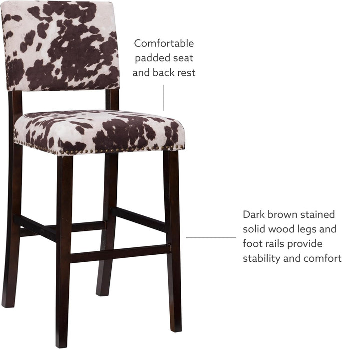 Udder Madness Corey Bar Stool, 19"W X 22.5"D X 44.75"H, Brown
