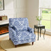 Navy Floral Fabric Armchair With Removable Cushion