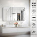 48X30 Inch Silver Bathroom Mirror, Metal Framed Silver Rectangle Mirrors, Rounded Rectangular Vanity Mirror, Wall Mounted Mirrors for Living Room Bedroom Entryway Hangs Horizontal or Vertical