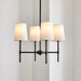 Meadowood 4-Light Chandelier, Matte Black Finish, White Fabric Shades, LED Bulbs Included