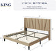King Size Platform Bed Frame with Geometric Wingback Headboard, Boho Upholstered Bed with Wooden Slats Support, No Box Spring Needed, Easy Assembly, Beige