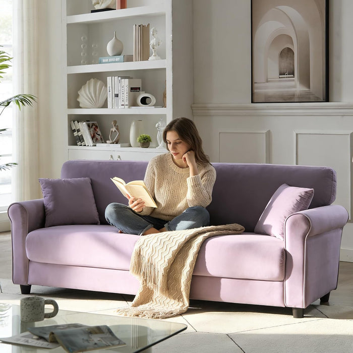 Deluxe Velvet 83 Inches Luxury Loveseat PurpleShade
