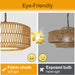 Five Light Rattan Farmhouse Chandelier Linen Shade