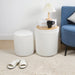 Round Storage Ottoman Set of 2 with Reversible Tray Lid—Multi-Functional Boucle Footrest, Vanity Stool, Sturdy Coffee Table for Living Room, Bedroom, Entryway (White)