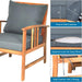 4 Pieces Acacia Wood Patio Furniture Set, Outdoor Seating Chat Set with Gray Cushions & Back Pillow, Conversation Set with Coffee Table, Ideal for Garden, Backyard, Poolside