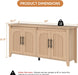 63" Fluted Sideboard Buffet Cabinet with Storage, Mid Century Modern Wood Arched Credenza, 4 Door Accent Console Table for Dining Room, Kitchen, Coffee Bar, Natural