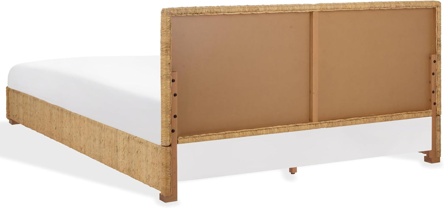 Couture Collection - Glenburg Queen Bed, Natural Woven Banana Stem & Wood Frame, Tropical Coastal Design, No Box Spring Needed (SFV1327A-Q)