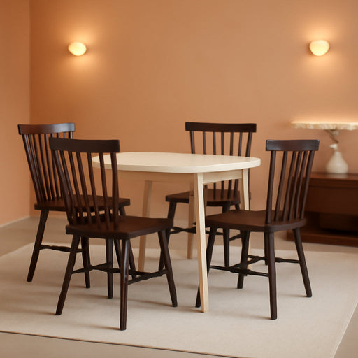 Dining Chairs Set of 4 Wooden Dining Chair Farmhouse Spindle Back Kitchen Chairs Windor Dining Chairs for Kitchen, Living Room, Restaurant (Brown)