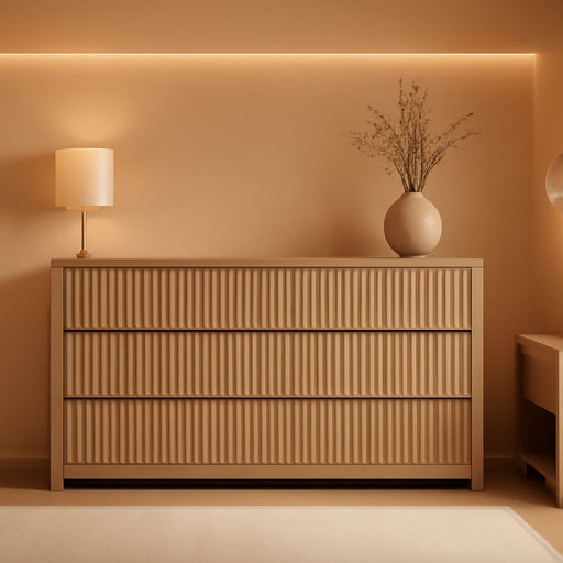 Fluted 6 Drawer Dresser for Bedroom– 55.2''W Large Chest of Drawers