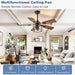 42-Inch Ceiling Fans with Lights: Caged Ceiling Fans Dual Finish 5 Blades - Rustic Ceiling Fan with Remote Control for Farmhouse Living Room Outdoor Porch (E26 Bulb Included)