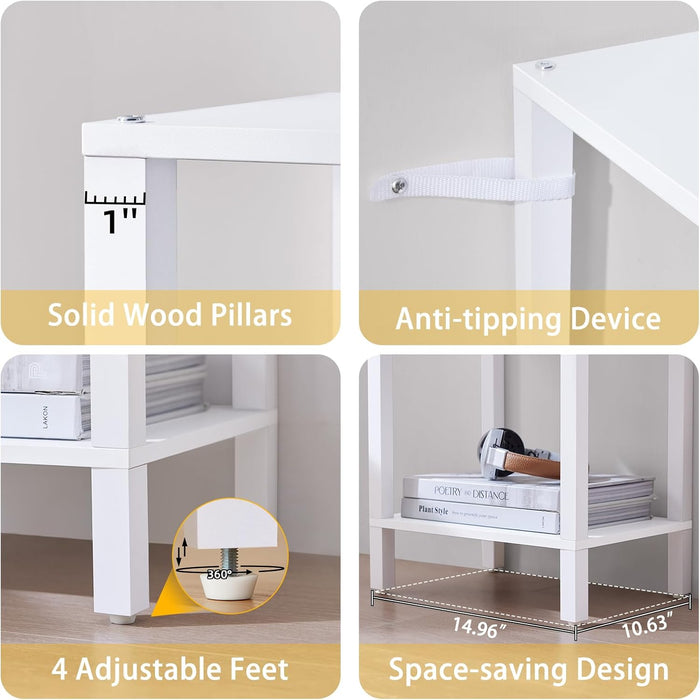54In Tall Bookshelf 5-Tier Small Narrow Bookcase, Skinny Book Shelf for Small Space, Farmhouse Slim Shelf with Storage, Wood Freestanding Display Thin Bookshelves for Living Room, Office, White