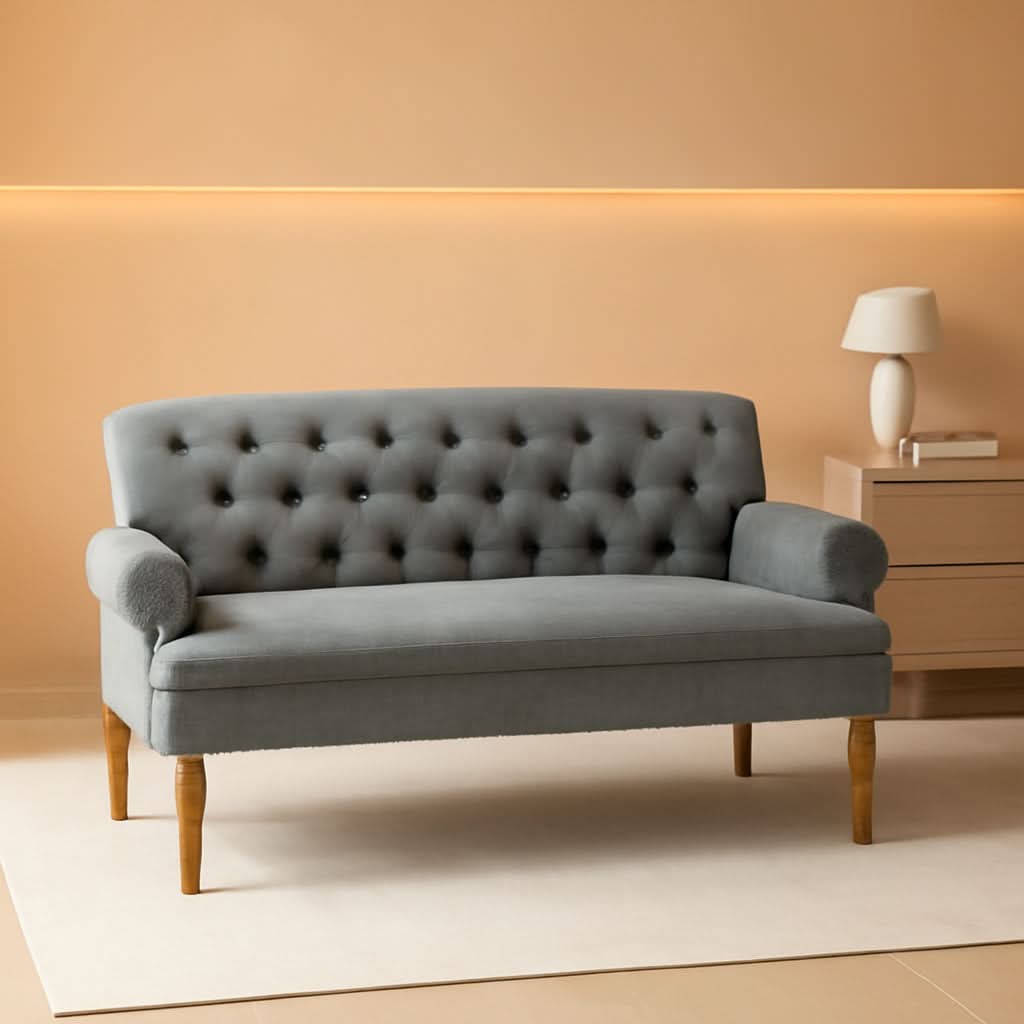 Dove Gray Loveseat Sofa With Button Tufting Sinuous Springs ...
