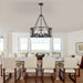 6-Light Farmhouse Chandelier Black Drum Pendant Light