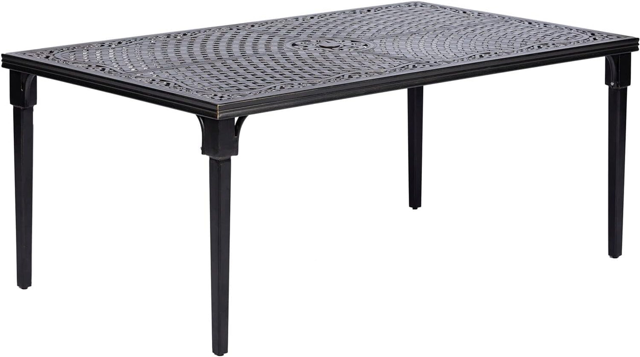 Brigantine 7-Piece Outdoor Dining Set, Weather-Resistant Patio Dining Set for 6 with Rectangular Table and Sling Swivel Rockers for Backyard, Patio, Deck, Porch, Pergola, Poolside