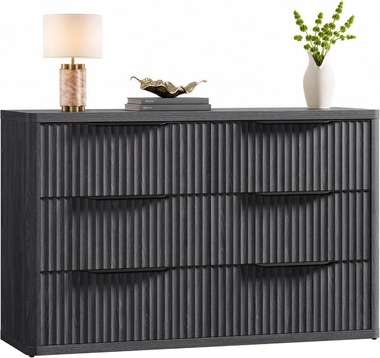 Bedroom Dresser with 6 Deep Wide Large Fluted Drawers for Closet