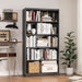 5 Tier Bookcase, 55" Tall Heavy Duty Metal Bookshelf, Free Standing Bookcase with Back Panel & 4 Adjustable Storage Shelves, Open Display Shelf for Bedroom Living Room Home Office (Black)