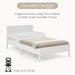Cora Wood Twin Bed with Removable Guardrails - Wood Twin Bed with Slats Supports for Girls & Boys Teens, No Box Spring Needed, White Oxford Stripes