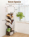 6 Tier Tree Bookshelf with Light, Corner Tall Narrow Bookshelf, Small Bookcase with Storage Cabinet,Floor Standing Bookshelves Organizer for Bedroom/Living Room/Home Office, Rustic Brown