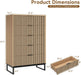 5 Drawers Dresser, 49.2’’ Tall Modern Chest of Drawers for Bedroom, Large Closet Dressers with Drawers, Wooden Drawer Dresser for Bedroom, Living Room, Hallway