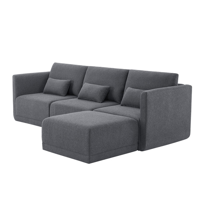 Drew Modular Sectional Sofa with Ottoman by Drew Barrymore, Charcoal