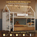 Bunk Bed Twin over Twin with Storage Drawers and Globe String Lights House Shaped Low Bunk Bed with Montessori Bookshelves Metal Bunk Beds for Kids with Ladder and Guardrail,Space Saving,White
